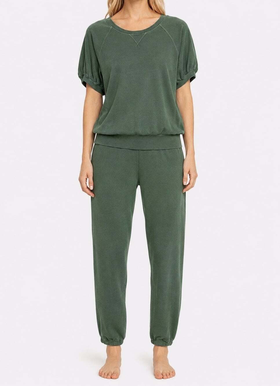 The GREAT. college sweatshirt pants size 2 medium army green  matching set